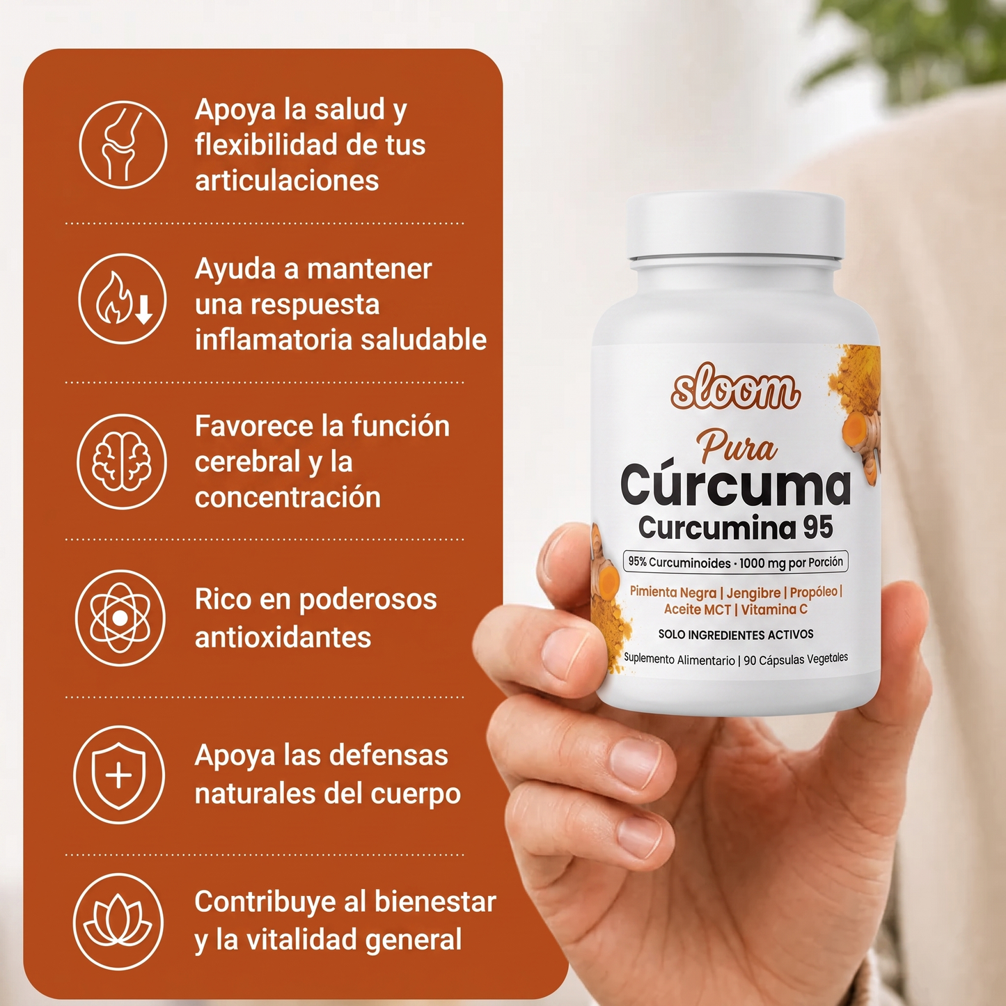 Capsulas De Cúrcuma Pura 1.000MG