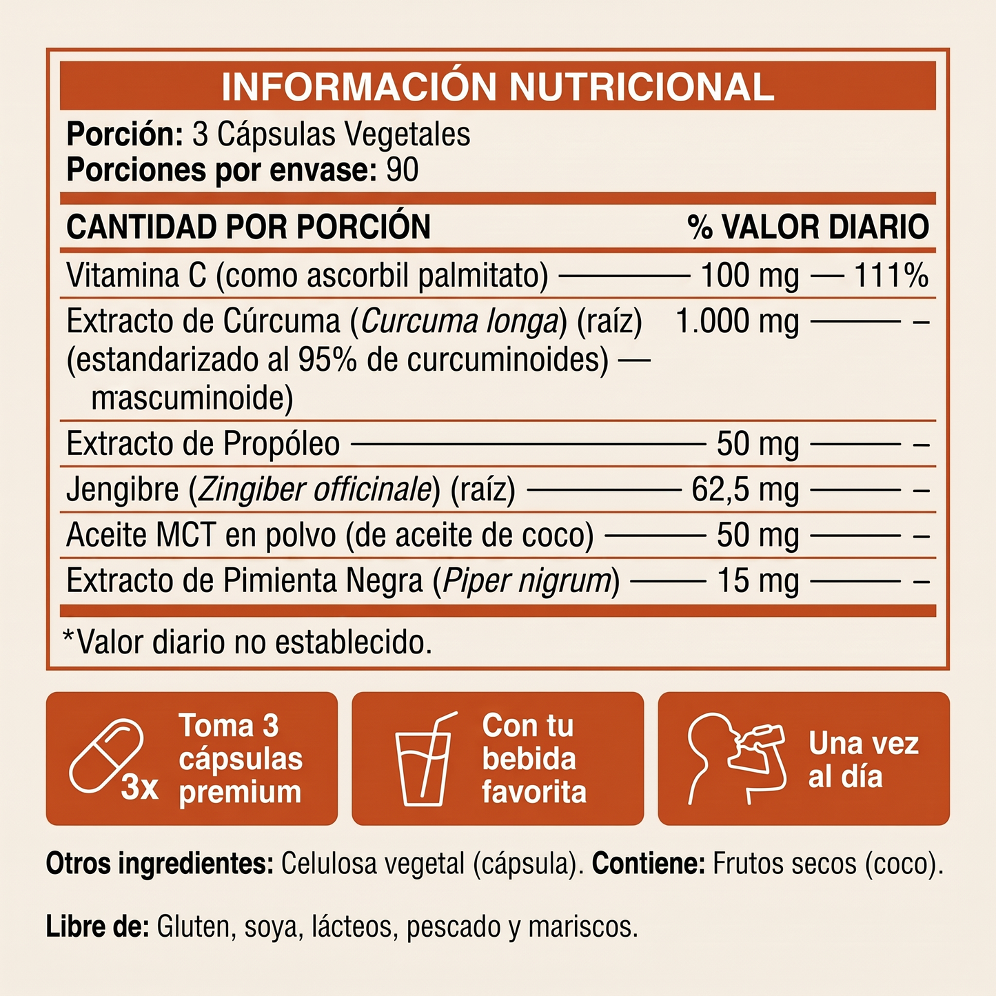 Capsulas De Cúrcuma Pura 1.000MG